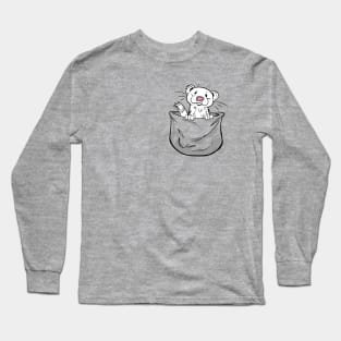 Ferret Pocket Funny Cute White Fur Long Sleeve T-Shirt